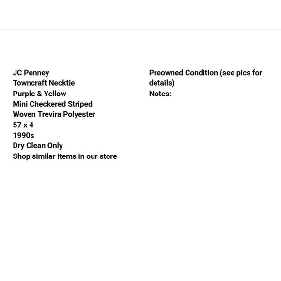 Vtg Towncraft Necktie Purple Yellow Mini Check Woven Trevira 57 x 4 90s Suit - Picture 3 of 7